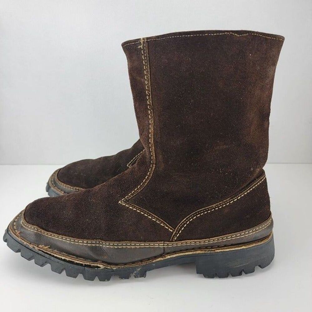 Bates Womens Size 10 Brown Floaters Vintage Leather Zip Warm Ankle Boots 3745